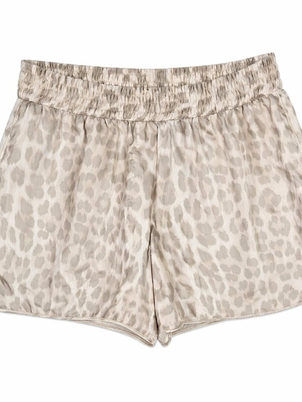 Zara Cream Tan Leopard Cheetah Print Shorts Elastic Waistband Size L